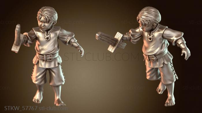 Military Деревенский Мальчик Храбрый Деревянный Меч