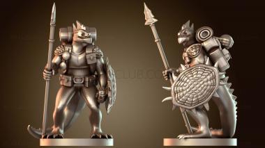 3D модель Ящеролюд-боец со щитом и копьем (STL)