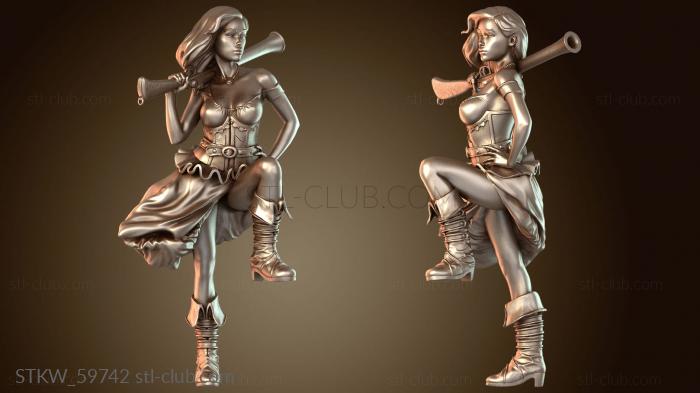 Military Марина в мушкете с короткими волосами бдительная