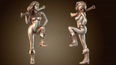 3D модель Марина, нюдовые сапоги, мушкет, короткие волосы (STL)