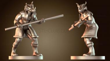 3D модель Монах Красный Драконорождённый мужчина с посохом (STL)