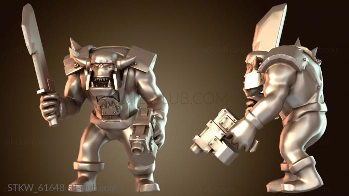 Military Мальчик-орк с пистолетом и мечом