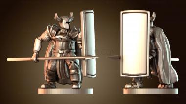 3D модель Паладин Рогатый Шлем Башенный Щит и Копье Паладин (STL)