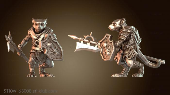 Воины-крысолюды с алебардой и броненосцем