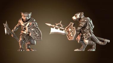 3D модель Воины-крысолюды с алебардой и броненосцем (STL)