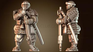 3D модель Самурайский воин-монах, страж с фитильным замком (STL)