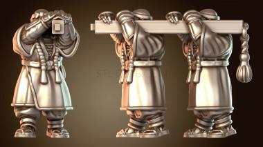 3D модель Самурайский воин-монах, носитель микоси справа (STL)