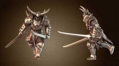 3D модель Солдат с двумя мечами, бег, ловкость (STL)