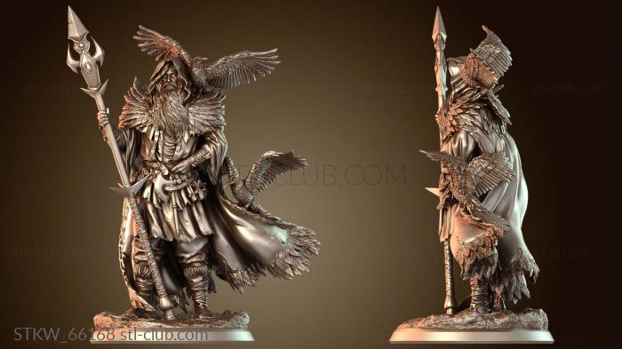 Верховный бог Один с воронами и копьём Гунгнир Гримнир Повелитель воронов