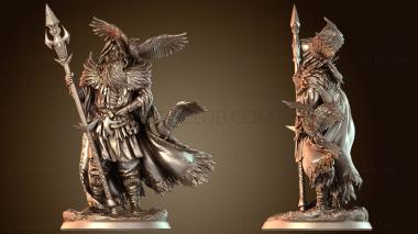 3D модель Верховный бог Один с воронами и копьём Гунгнир Гримнир Повелитель воронов (STL)