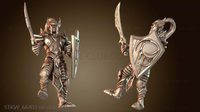 Боевая поза фехтовальщика с мечом и щитом