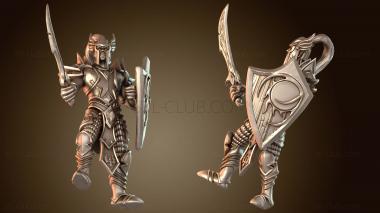 3D модель Боевая поза фехтовальщика с мечом и щитом (STL)