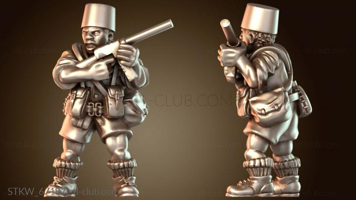 Military В ад, во время Второй мировой войны в Африке, сенегальский солдат с пистолетом-пулеметом.