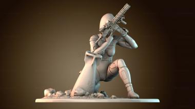 3D модель Женщина воительница перезаряжает боеприпасы (STL)