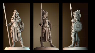 3D модель Женщина воин с длинным копьем (STL)