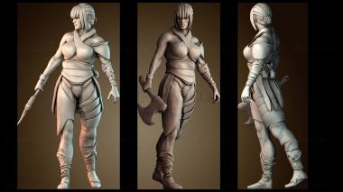 3D модель Женщина воин и топор (STL)