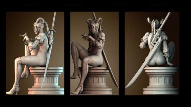 3D модель Женщина воин и длинный меч (STL)