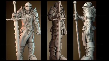 3D модель Фэнтезийный средневековый рыцарь воин с большим мечом (STL)