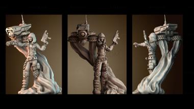 3D модель Женщина палубник с дроном — Shadowrun (STL)