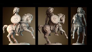 3D модель Чудо женщина верхом на лошади (STL)