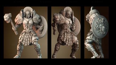 3D модель Спартанский воин с щитом и молотом (STL)