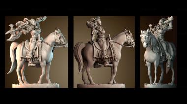 3D модель Девушка варвар верхом на лошади (STL)