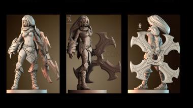 3D модель Женщина воин с клинковым щитом (STL)