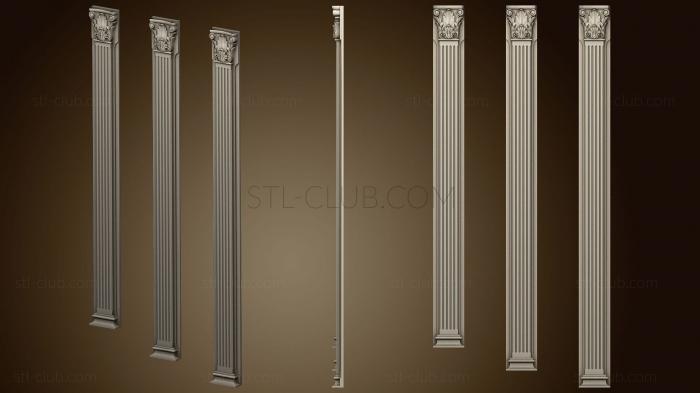 3D model Pilaster with column and flutes (STL)