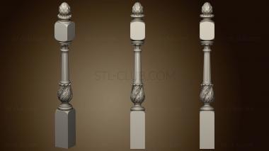 3D model Entrance post chiseled with a leaf (STL)