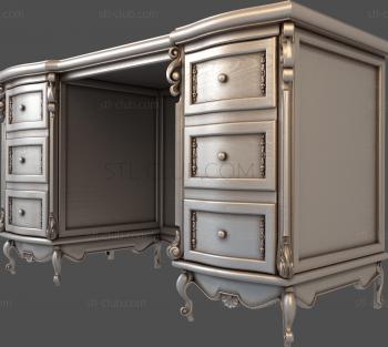 3D model 3d stl model of a writing table with drawers, file for cnc (STL)