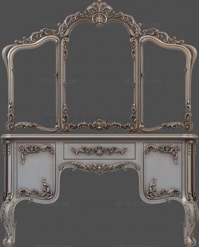 3D model 3d stl model of a boudoir table with mirrors (STL)