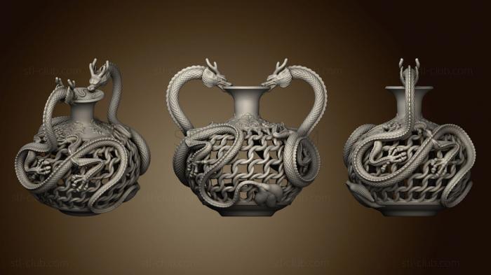 3D model Dragon pattern vase (STL)
