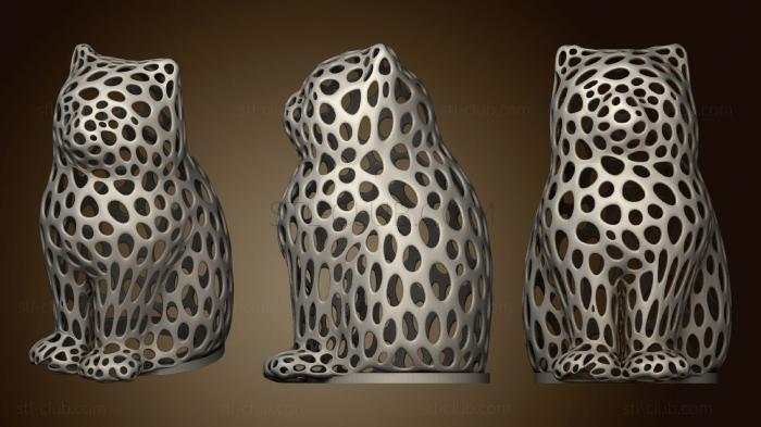 Laser Cat Voronoi Tealight Lantern