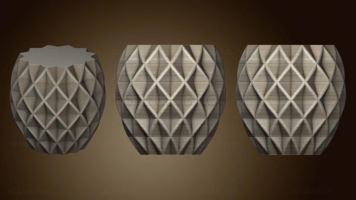 3D мадэль Округлая Квадратная Чашка-ваза (2) (STL)