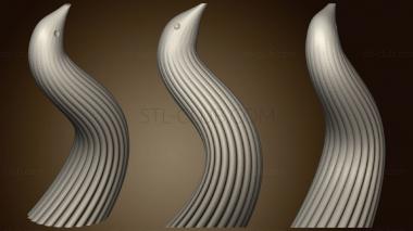 3D модель Скульптура Птицы в Спиральной Вазе (STL)